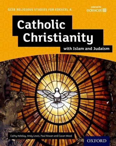 Textbook cover with stained glass dove image, titled “Catholic Christianity.”