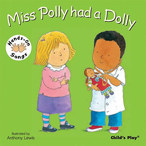 Book cover: two children with a doll, bright green background.