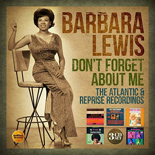 "Album cover featuring Barbara Lewis sitting on a stool, wearing a long dress."