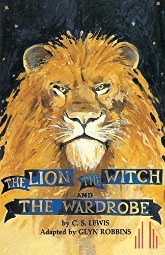 Cover of “The Lion, the Witch and the Wardrobe” play script with a lion’s face.