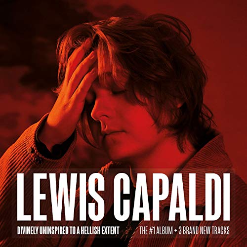 Lewis Capaldi album cover: man with hand to forehead, red background.