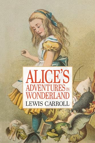 Book cover: Alice in a blue dress with animals, titled "Alice's Adventures in Wonderland".