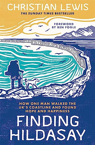Book cover illustration of a hiker with a dog overlooking a coastal bay.