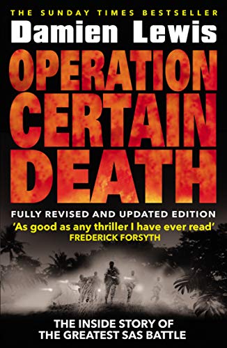 Book cover: "Operation Certain Death" with soldiers in a misty jungle.