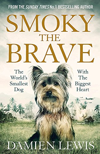 Book cover featuring a Yorkshire Terrier with a war-torn landscape background.