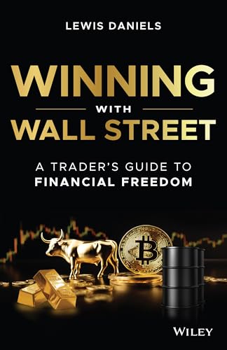 Book cover: "Winning with Wall Street" with gold bull, coins, and charts.