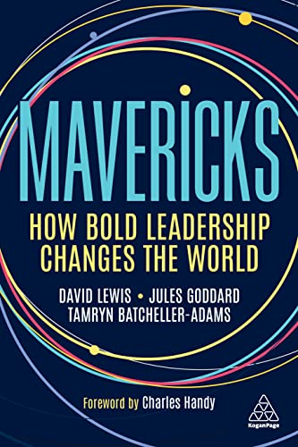 Book cover: “Mavericks” by David Lewis, with colorful circular design.