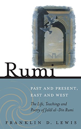 Book cover featuring an arched doorway and flying birds, titled "Rumi".