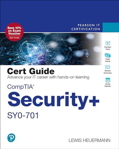 CompTIA Security+ SY0-701 Cert Guide book cover with a lock icon.