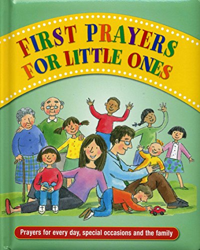 Book cover, "First Prayers for Little Ones," depicting a diverse family group.