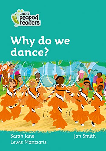 Book cover: children dancing in orange costumes with a teal background.