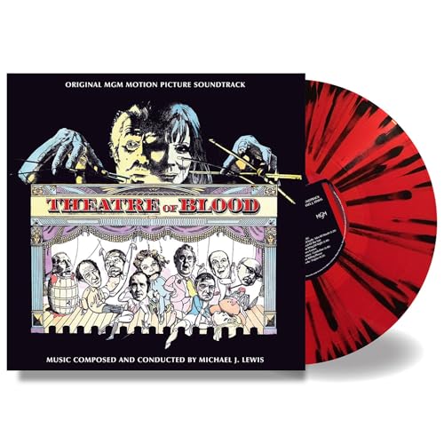 Theatre of Blood soundtrack vinyl cover with a red and black splatter record.