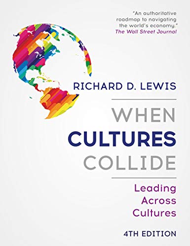 The image shows a book cover with a multicolored globe and text. "Book cover with multicolored globe graphic and title 'When Cultures Collide' on a white background."