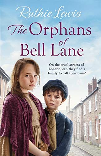 Book cover featuring two children in period clothing, standing on a street.