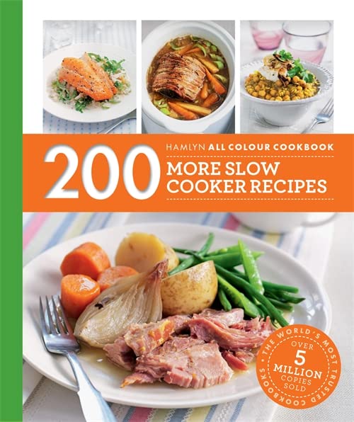 Cookbook cover with images of slow cooker meals: beef, chicken, and vegetables.