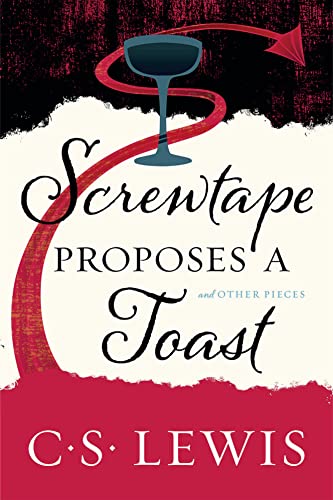 Book cover: "Screwtape Proposes a Toast" by C.S. Lewis, wine glass design.
