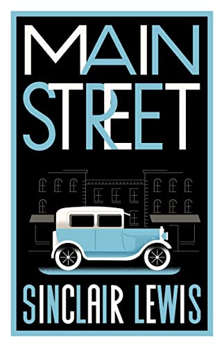 Book cover for Sinclair Lewis’ “Main Street” with a vintage car illustration.