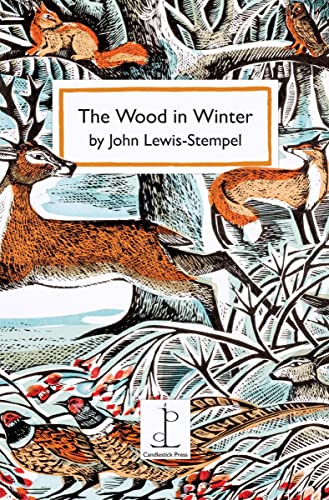 Book cover illustration of a winter forest with a deer, fox, squirrel, and pheasants.