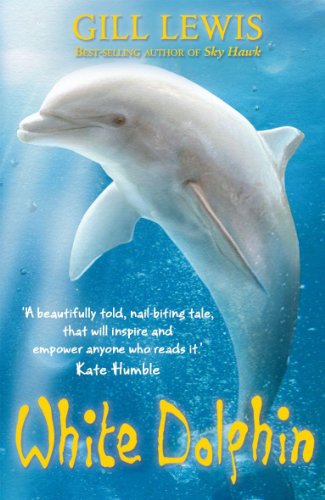 Book cover featuring a white dolphin swimming in blue water.