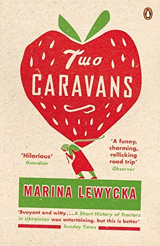 Book cover with a large red strawberry, text, and a small figure carrying it.