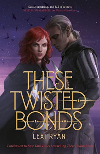A red-haired woman and a pale man stand together against a dark purple sky.