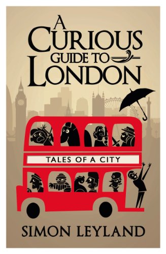 Book cover: “A Curious Guide to London” with red bus and city skyline.