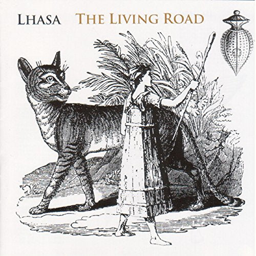 Lhasa's "The Living Road" vinyl album cover: cat, figure, and lantern illustration.