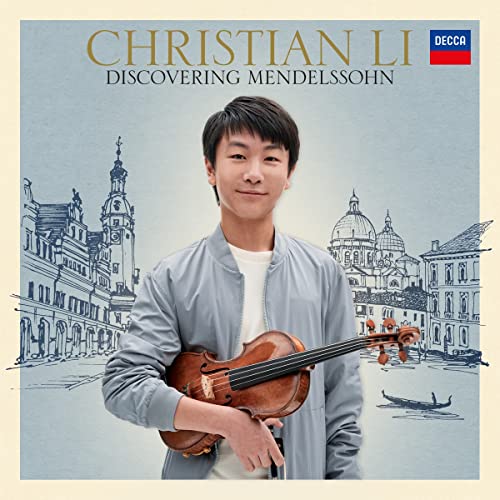 CD cover featuring violinist Christian Li with a city backdrop.