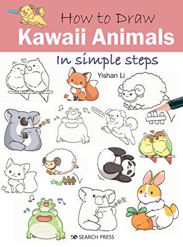 Book cover featuring various cute, simple line-art illustrations of animals for drawing instruction.