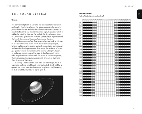 Open book page displaying astronomical information and an image of Uranus.