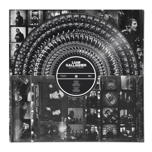 Liam Gallagher “As You Were” vinyl record cover with black and white photos.