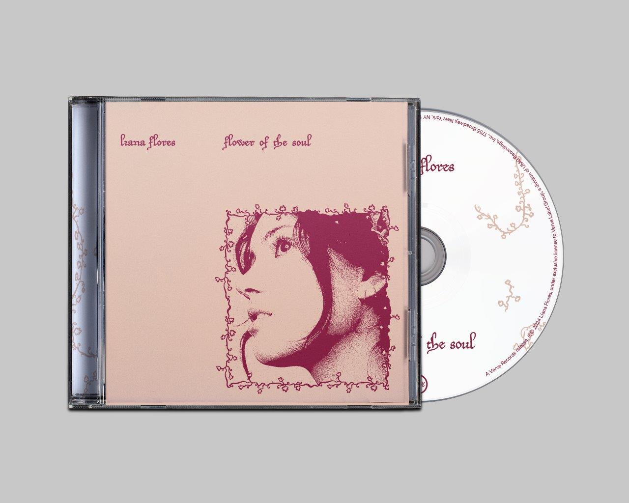 CD case with portrait of a woman and floral design.