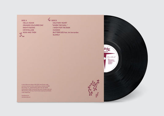 Liana Flores’ “Flower of the Soul” vinyl record, showing tracklist details.