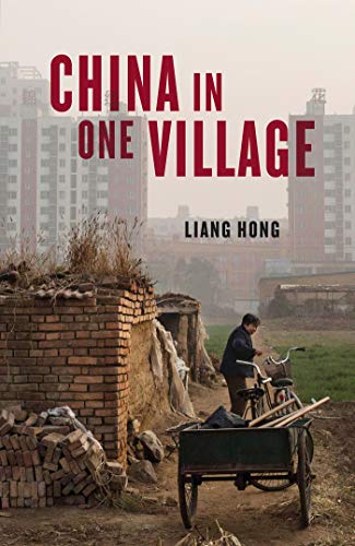 Book cover depicting a village scene with a person and buildings.