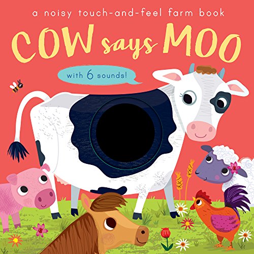 Children’s book cover featuring a white cow with a black patch and farm animals.