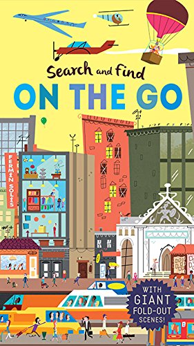 Illustrated cover of Search and Find On the Go featuring a busy city scene.