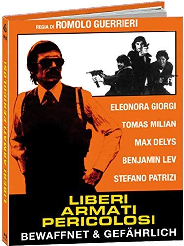 Blu-ray cover for "Liberi Armati Pericolosi" featuring men with guns.