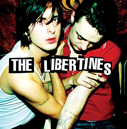 Album cover for The Libertines featuring two men in a close embrace.