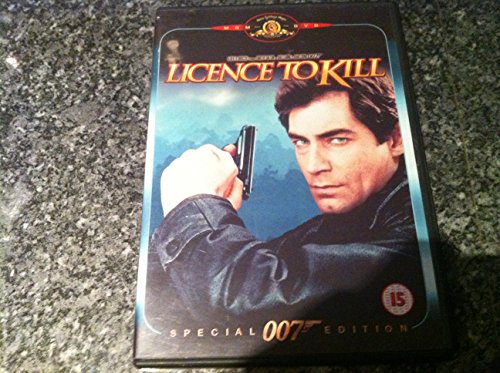 DVD cover for "Licence To Kill" featuring Timothy Dalton holding a gun.