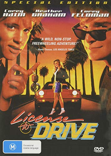 DVD cover for License to Drive featuring two men and a woman with a car.