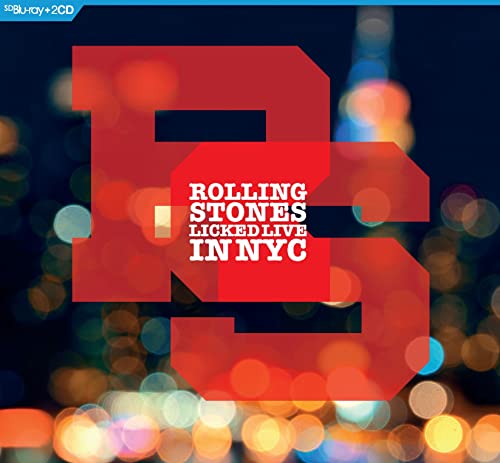 Rolling Stones “Licked Live In NYC” Blu-ray cover with red and blurred lights.