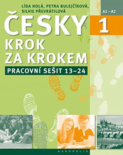 Czech language workbook cover with footprints and people images.