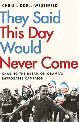 Book cover featuring Barack Obama with supporters holding American flags.