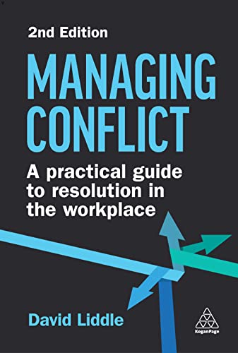 Book cover: "Managing Conflict" second edition, with blue and teal arrows.