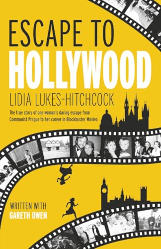Book cover with yellow background, filmstrip, and images of Prague and London.