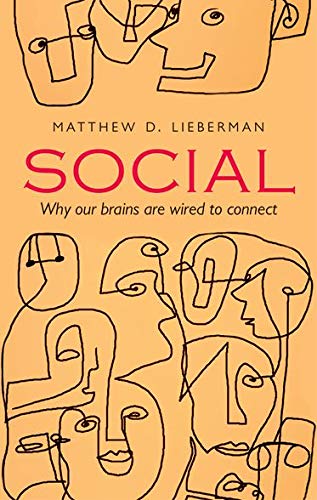 Book cover with abstract line-drawn faces on a warm orange background.