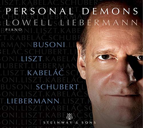 "CD cover featuring a close-up of a man's face with composer names listed."