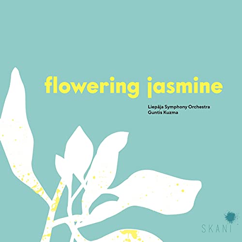 CD cover with abstract white floral design on a teal background.
