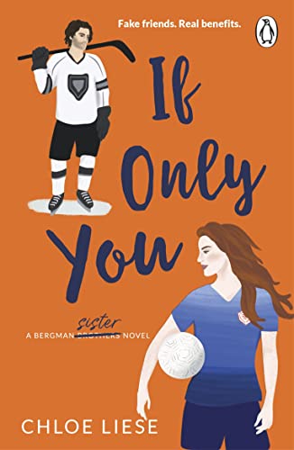 Book cover: orange background, illustrated man with hockey stick, woman with soccer ball.