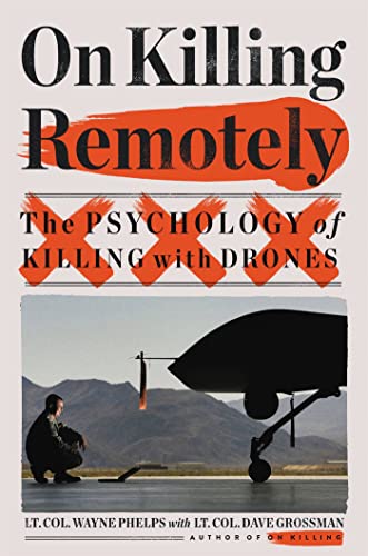 Book cover: "On Killing Remotely" with a drone and distant figure.